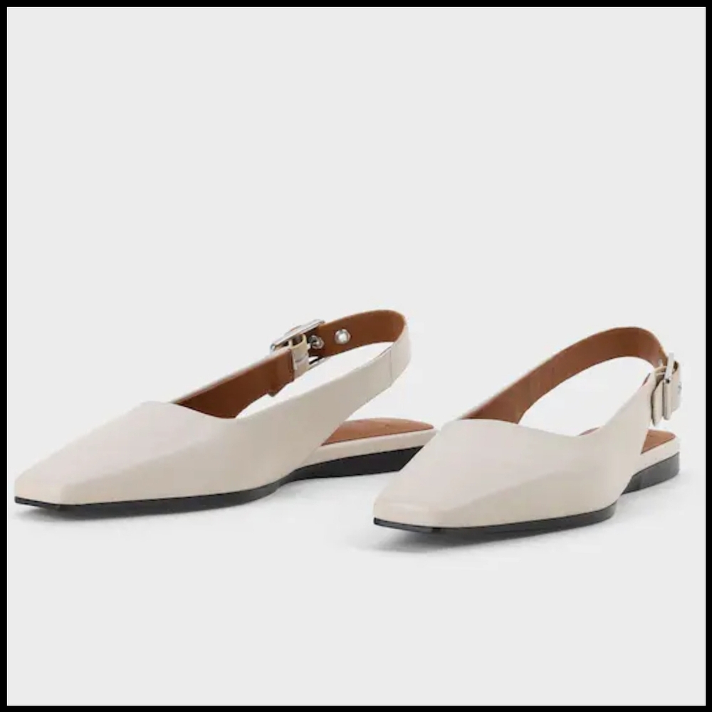 NWOT Vagabond Wioletta Leather Slingback Ballet Flat in Off White